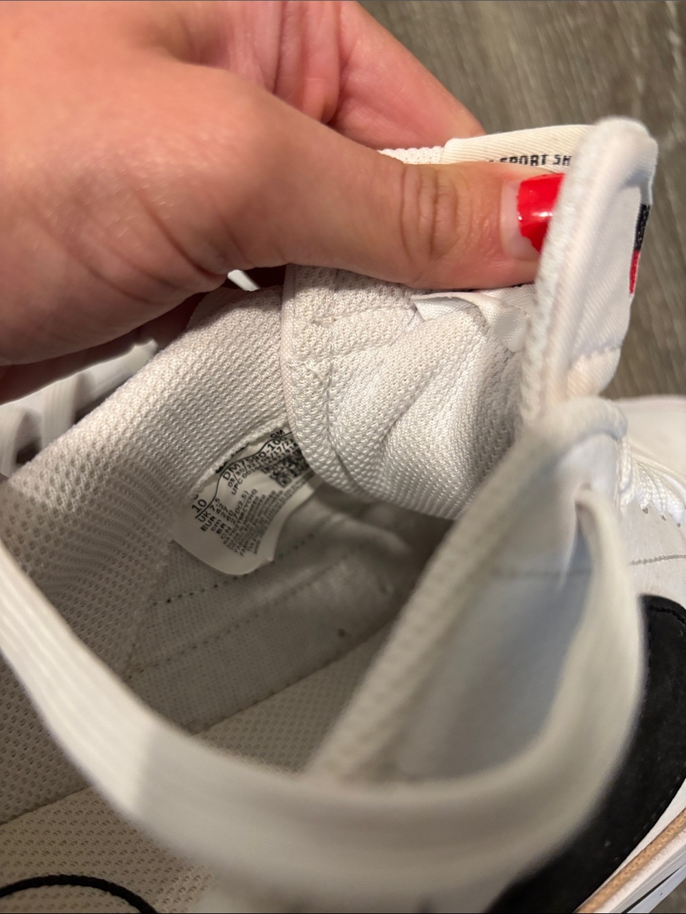 Nike Women’s White Sneakers with Black Swoosh and Tan Trim - Picture 2 of 3